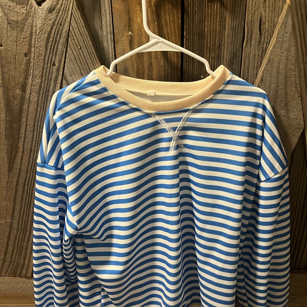 Striped Blue and White Kids Sweatshirt